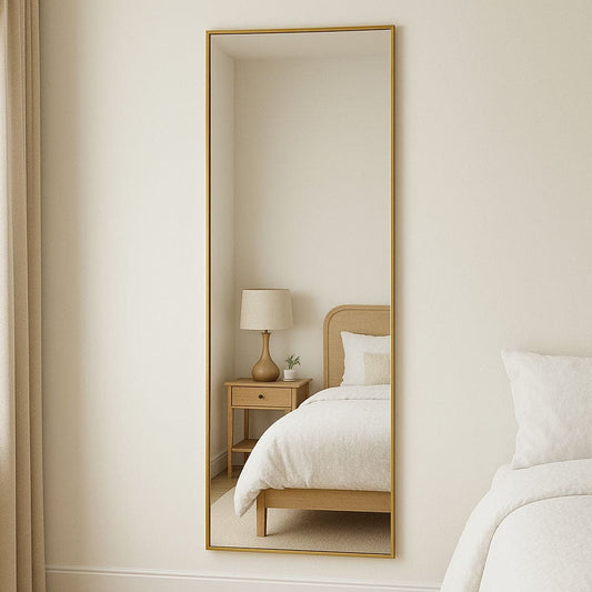 Takara - Full Length Leaner Gold Metal Rectangle Mirror - 180cm x 60cm-0