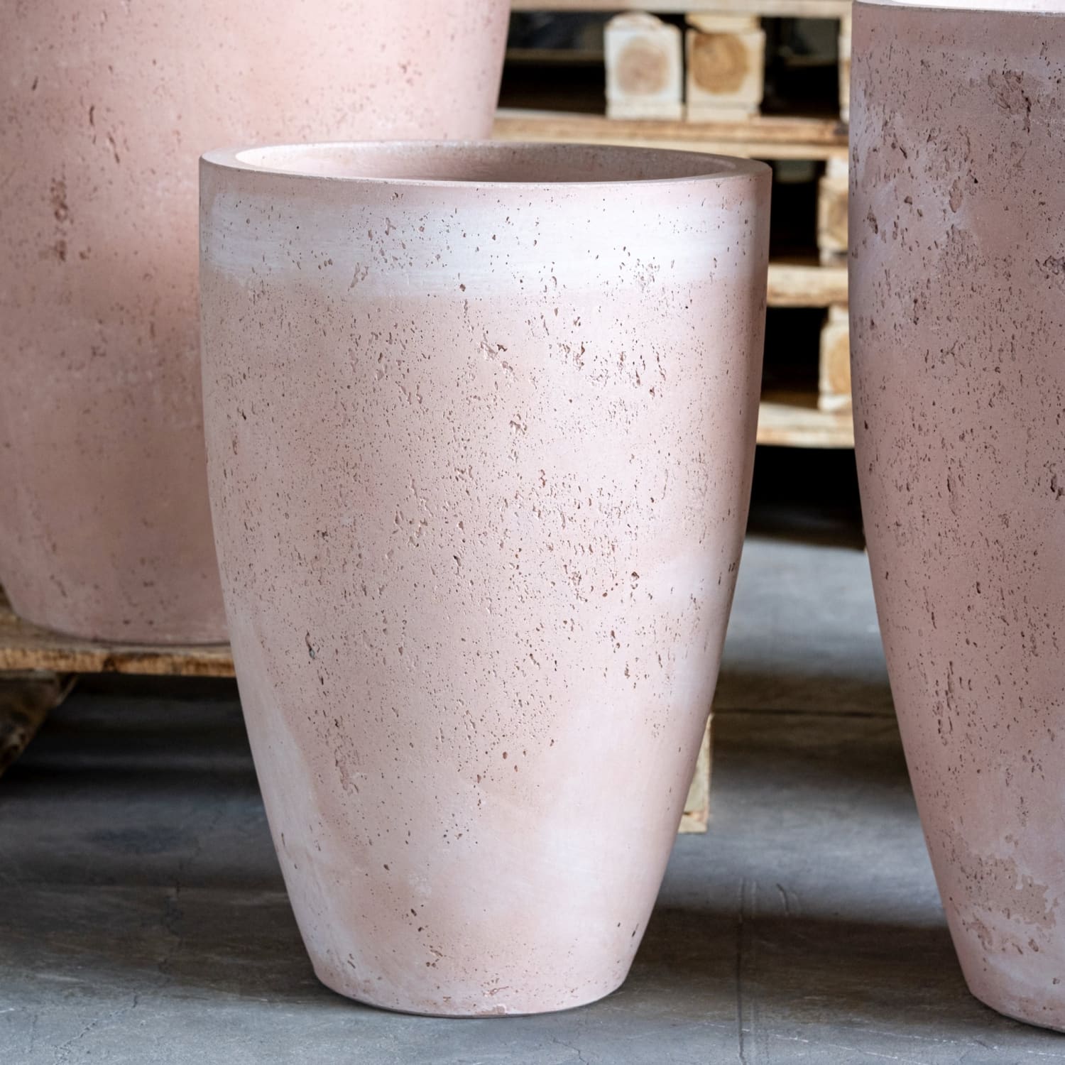 Vessara | Blushstone – 68cm Extra Large Concrete Vase Planter – 61L Tall Plant Pot-4