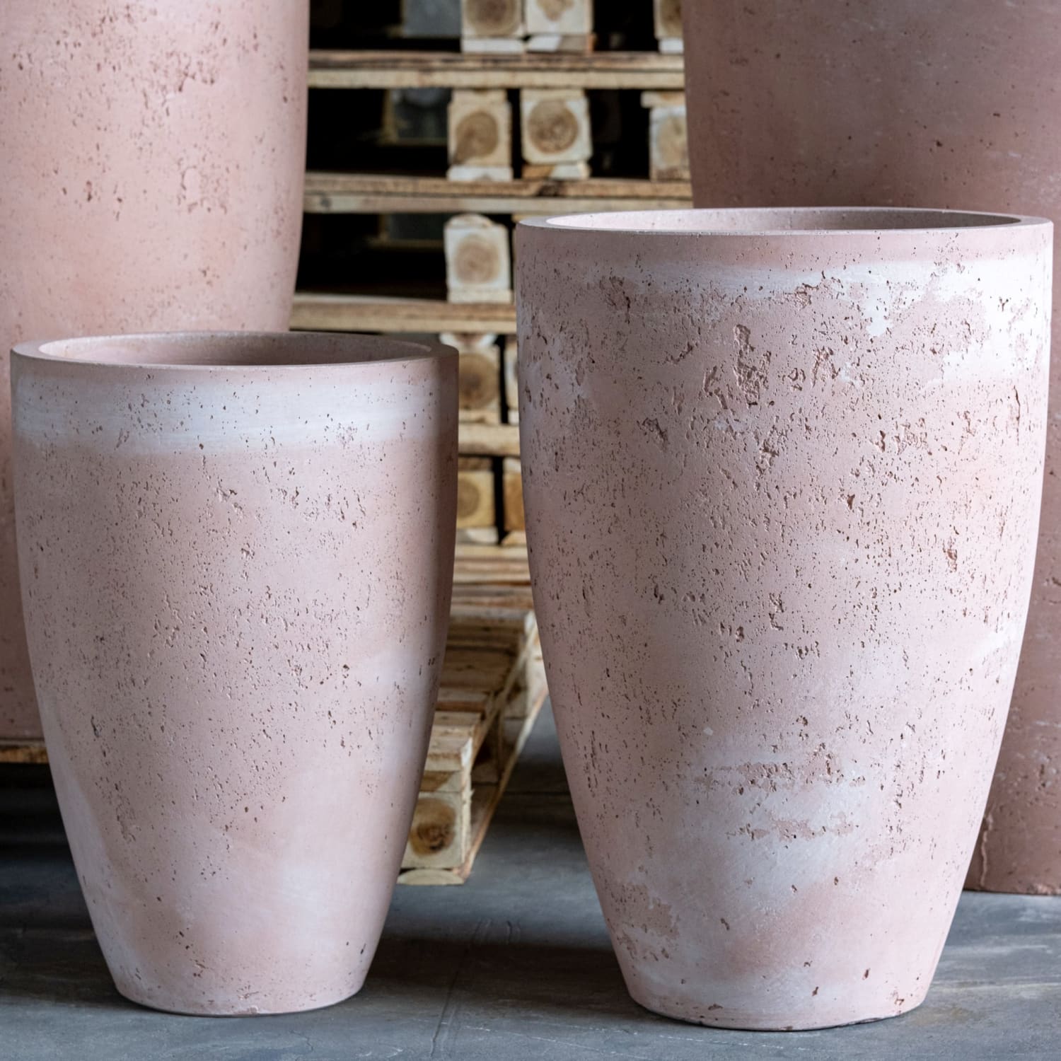 Vessara | Blushstone – 68cm Extra Large Concrete Vase Planter – 61L Tall Plant Pot-1