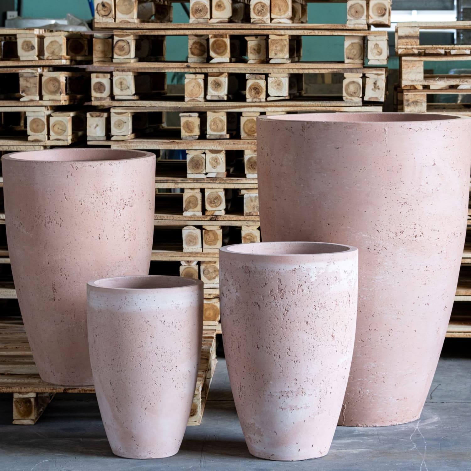 Vessara | Blushstone – 68cm Extra Large Concrete Vase Planter – 61L Tall Plant Pot-0