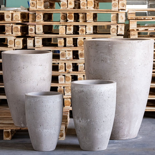 Vessara | Truffle – 68cm Extra Large Tall Concrete Planter – 61L Round Plant Pot-0