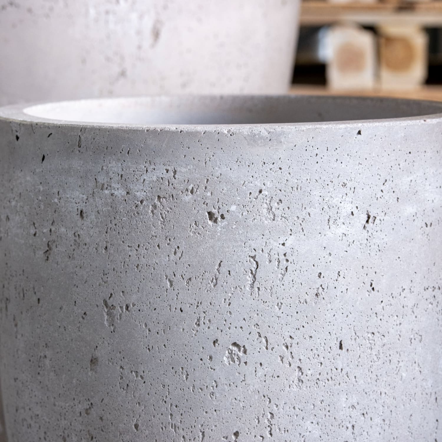 Vessara | Truffle – 68cm Extra Large Tall Concrete Planter – 61L Round Plant Pot-3