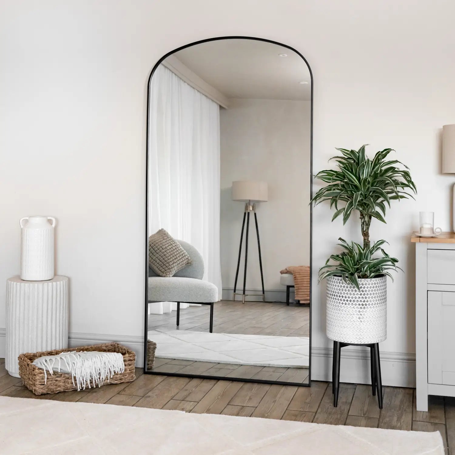 Yoko - Full Length Black Metal Gentle Arch Mirror - 180cm x 90cm-3