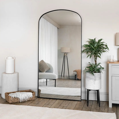 Yoko - Full Length Black Metal Gentle Arch Mirror - 180cm x 90cm-3