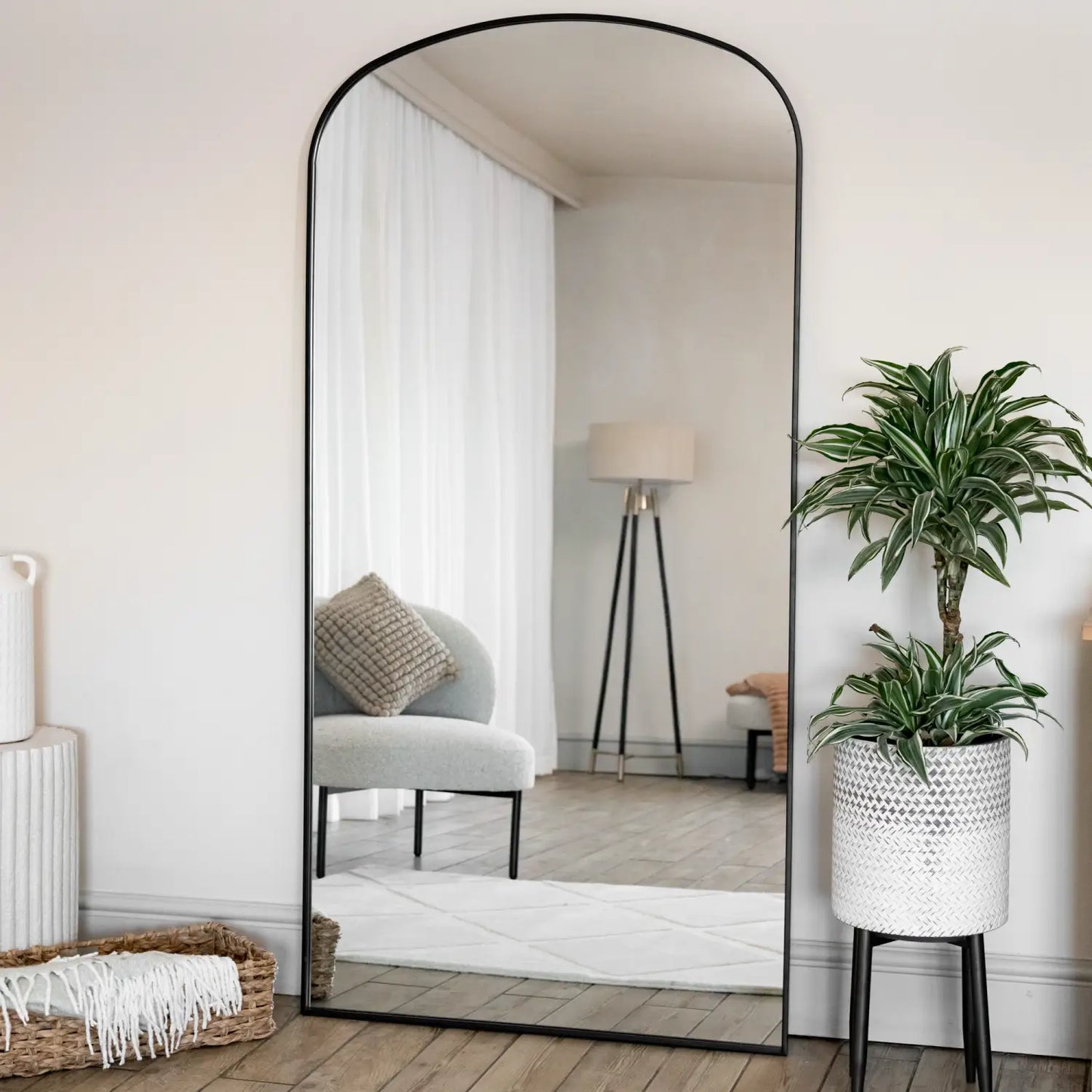Yoko - Full Length Black Metal Gentle Arch Mirror - 180cm x 90cm-0