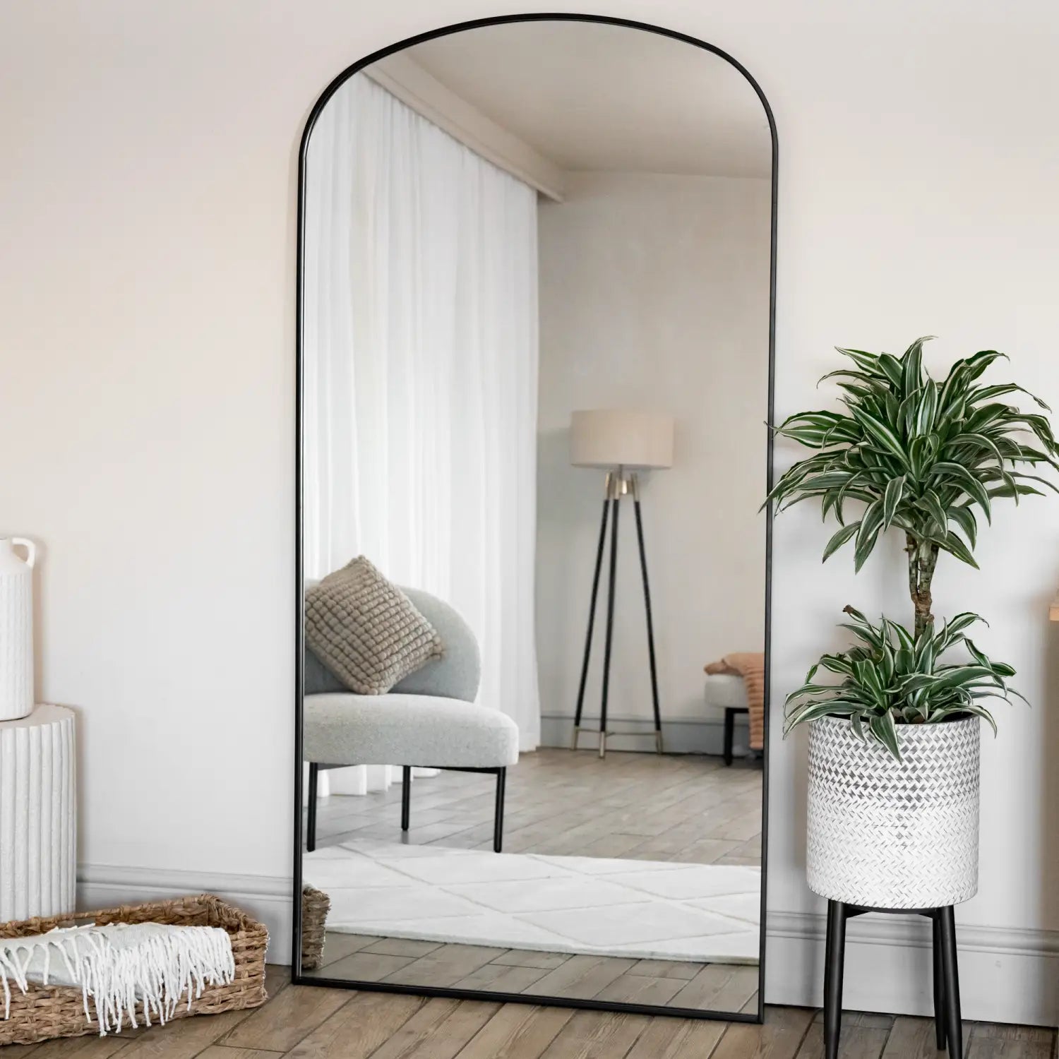 Yoko - Full Length Black Metal Gentle Arch Mirror - 180cm x 90cm-0