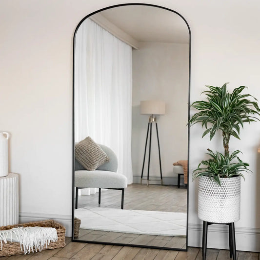 Yoko - Full Length Black Metal Gentle Arch Mirror - 180cm x 90cm-0