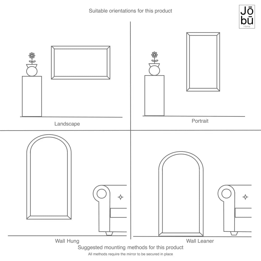 Yoko - Black Metal Gentle Arch Mirror - 120cm x 95cm-4